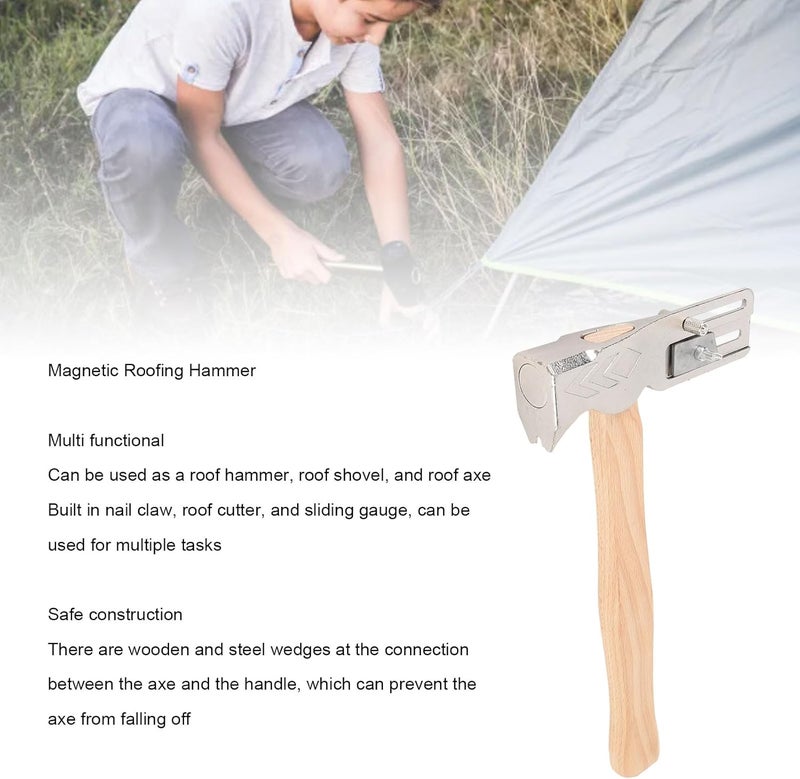 Dpofirs Hacha Para Roofing, Achas Para Roofing, Magnetic Roofing Hammer Multi Functional Ergonomic Handle Roofing Hatchet for Roof Construction Repair - Image 2